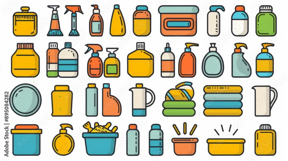 Set of Contour Icons Related to Cleaning and Washing: Editable Stroke, Linear Vector Illustration Set of Contour Icons Related to Cleaning and Washing: Editable Stroke, Linear Vector Illustration