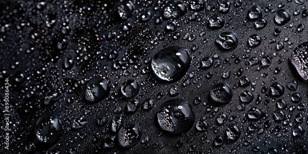 Water droplets on black surface Water droplets on black surface