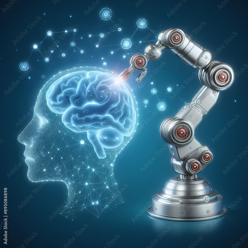 Obraz premium clean image brain robotic arm working together