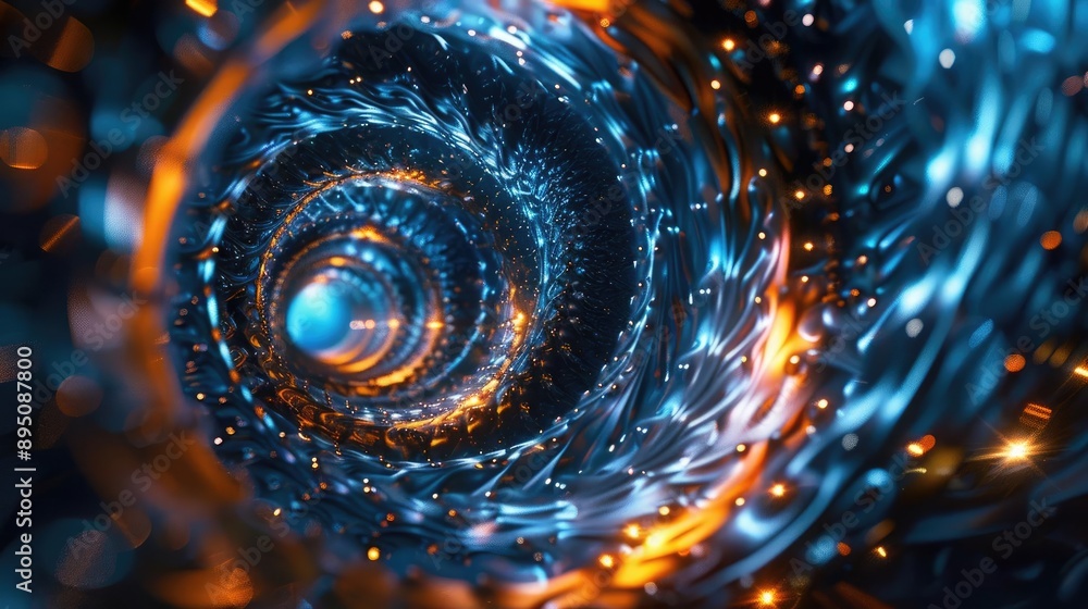 Abstract swirling tunnel of light and color, digital art. Abstract swirling tunnel of light and color, digital art.