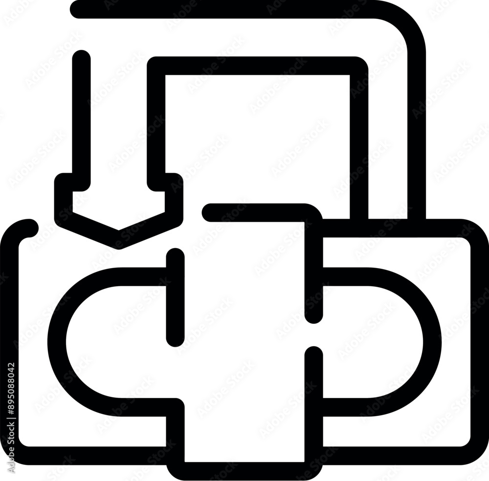 Line icon of data transferring from cloud storage to a mobile device, symbolizing the concept of downloading Line icon of data transferring from cloud storage to a mobile device, symbolizing the concept of downloading