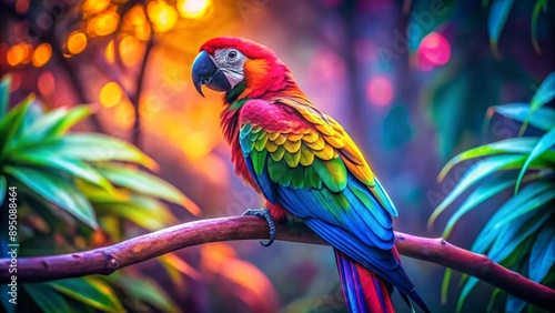 Wallpaper Mural Parrot on a tree branch, palm tree, on a table, in a hat, baseball cap, a glass of juice, fruits, juicy colors, sunlight Torontodigital.ca