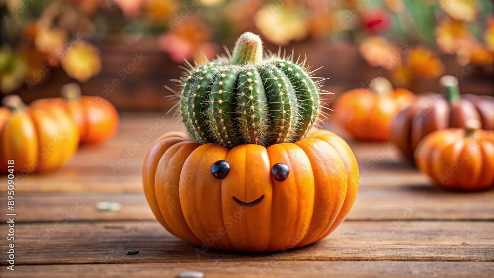 Cactus in a Pumpkin Pot with a Smiley Face, Autumn, Halloween Decor, Succulent, Plant, pumpkin, cactus Cactus in a Pumpkin Pot with a Smiley Face, Autumn, Halloween Decor, Succulent, Plant, pumpkin, cactus