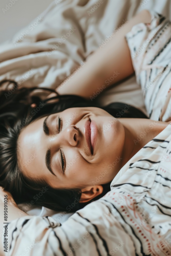 Naklejka premium Woman Sleeping Peacefully in Bed