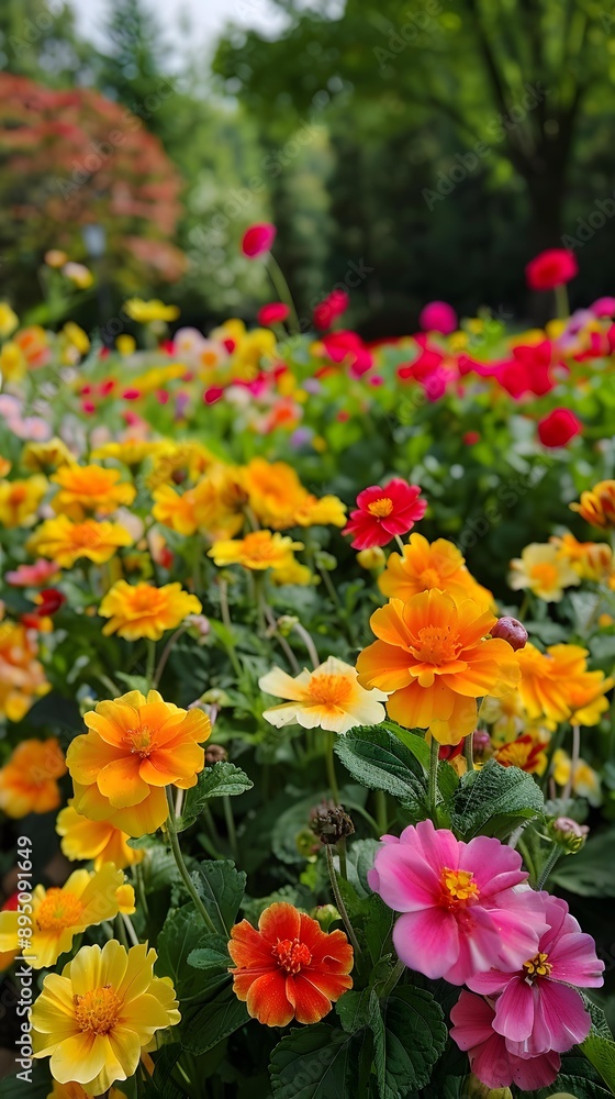 Close Up Of Colorful Flowers In A Garden Close Up Of Colorful Flowers In A Garden
