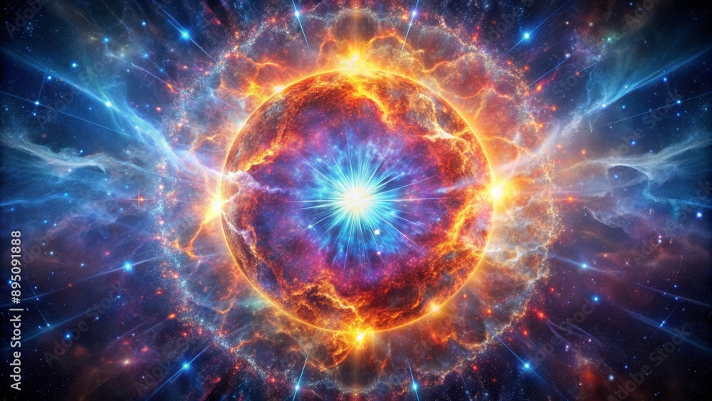 Cosmic Inferno A Stellar Explosion in a Star-Filled Sky, space, nebula, galaxy , supernova Cosmic Inferno A Stellar Explosion in a Star-Filled Sky, space, nebula, galaxy , supernova