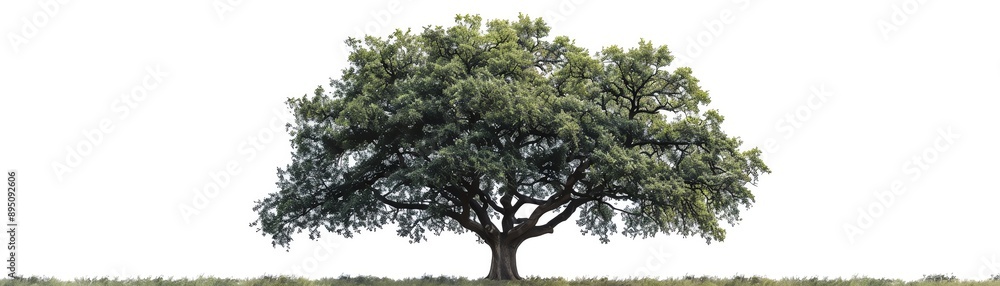 Bur Oak tree single object, realistic isolated on white background Bur Oak tree single object, realistic isolated on white background