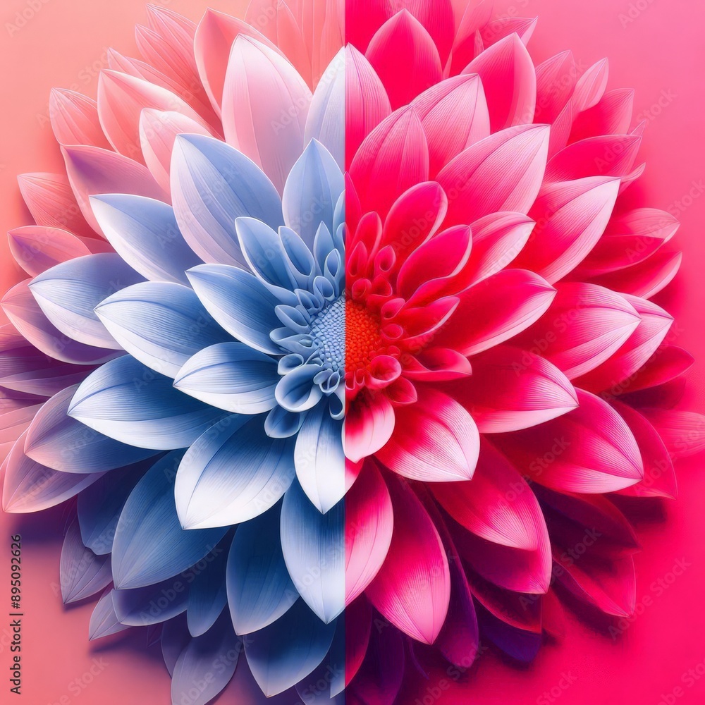 Fototapeta premium a beautiful flower with a background of two colors