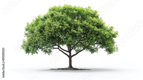 English Elm tree single object, realistic isolated on white background