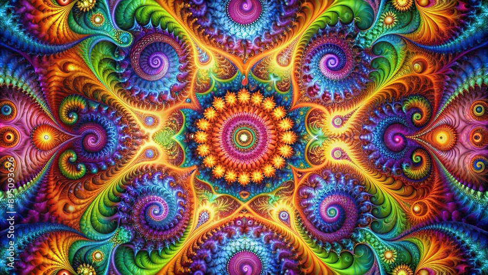 Fractal Garden of Spirals and Blooms, abstract art, digital art, psychedelic art, fractal art Fractal Garden of Spirals and Blooms, abstract art, digital art, psychedelic art, fractal art