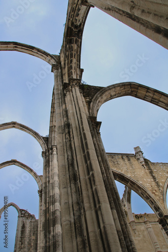 Convento do Carmo, Ruined Gothic church, destroyed by an earthquake in 1755, with an evocative roofless nave and a museum. photo