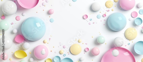 Pastel Colored Spheres on White Background