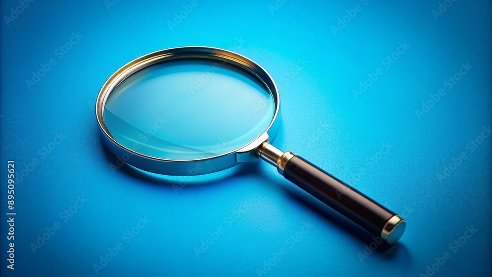 Magnifying Glass on Blue Background, 3D Rendering, Glass, Lens, Magnification, Search, Discovery Magnifying Glass on Blue Background, 3D Rendering, Glass, Lens, Magnification, Search, Discovery