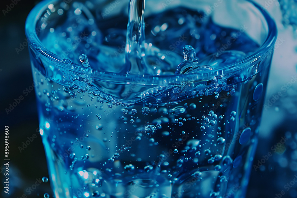 Drinking water is being poured into a clear glass. Drinking water is being poured into a clear glass.