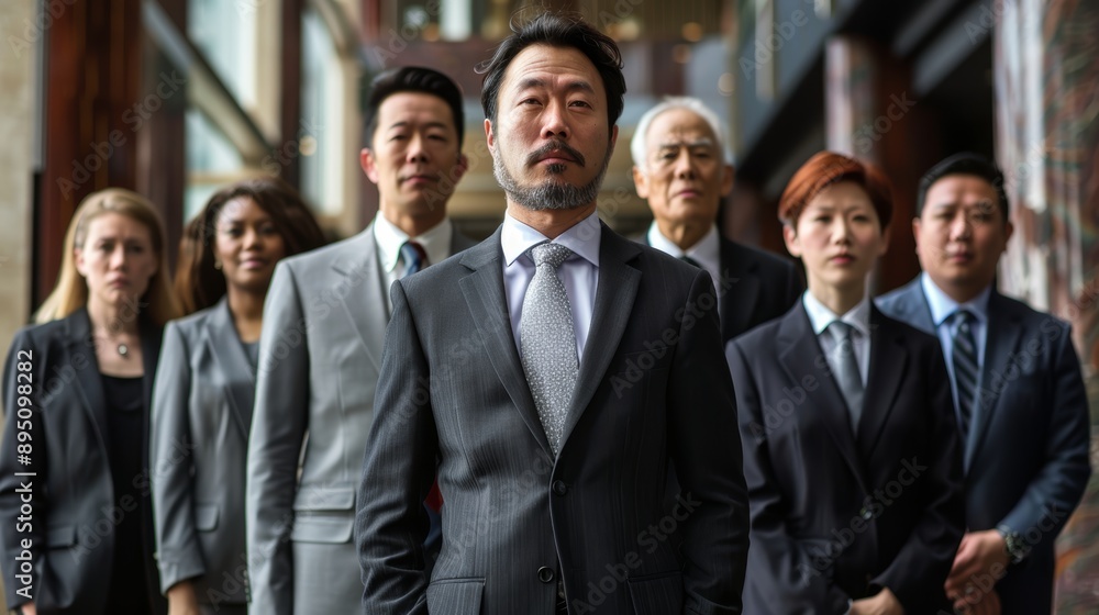 Group of diverse business professionals standing together outdoors Group of diverse business professionals standing together outdoors