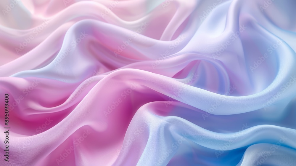 Obraz premium Pastel pink, blue, and purple silk fabric waves