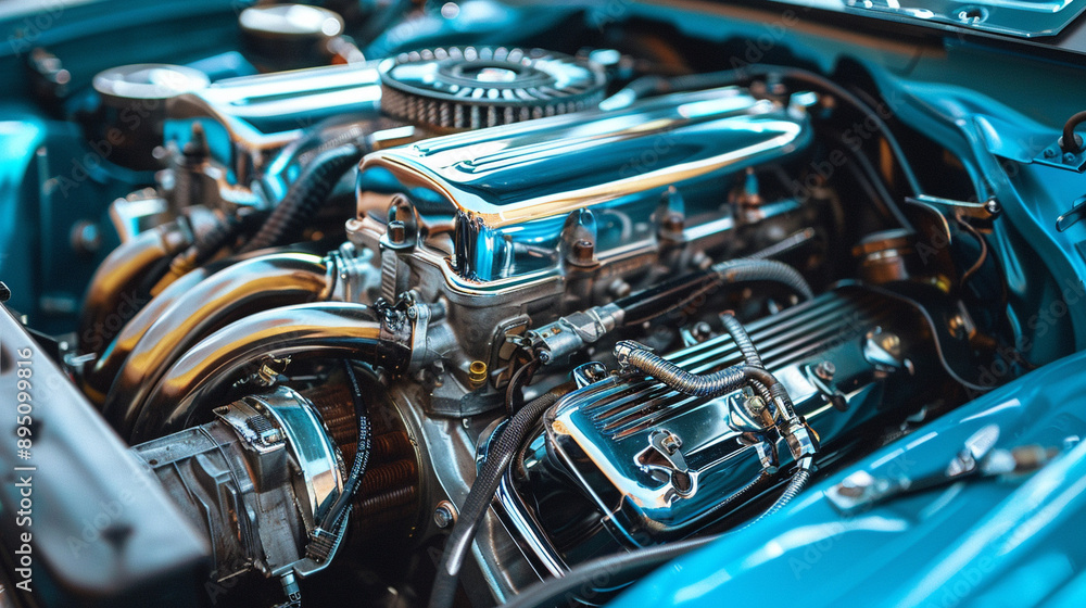 Engine tuning under the hood of a sports car Engine tuning under the hood of a sports car