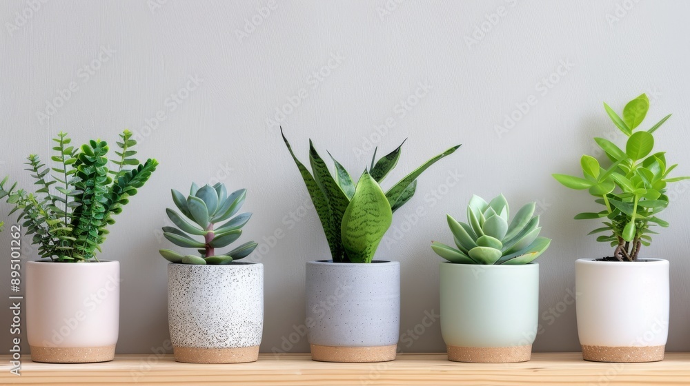 Fototapeta premium Succulents and Plants On Shelf