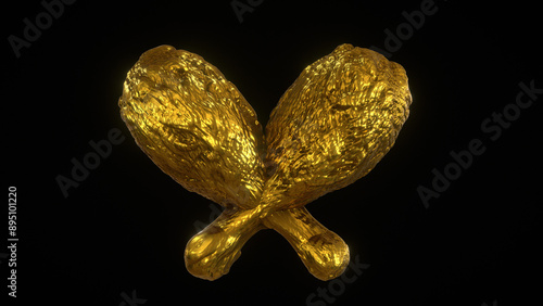 Chicken gold 3d rendering 
