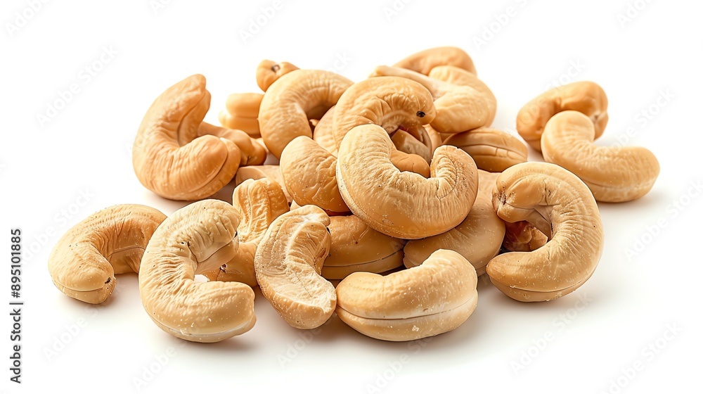 Roasted and salted cashew nuts. Isolated on white background. Roasted and salted cashew nuts. Isolated on white background.