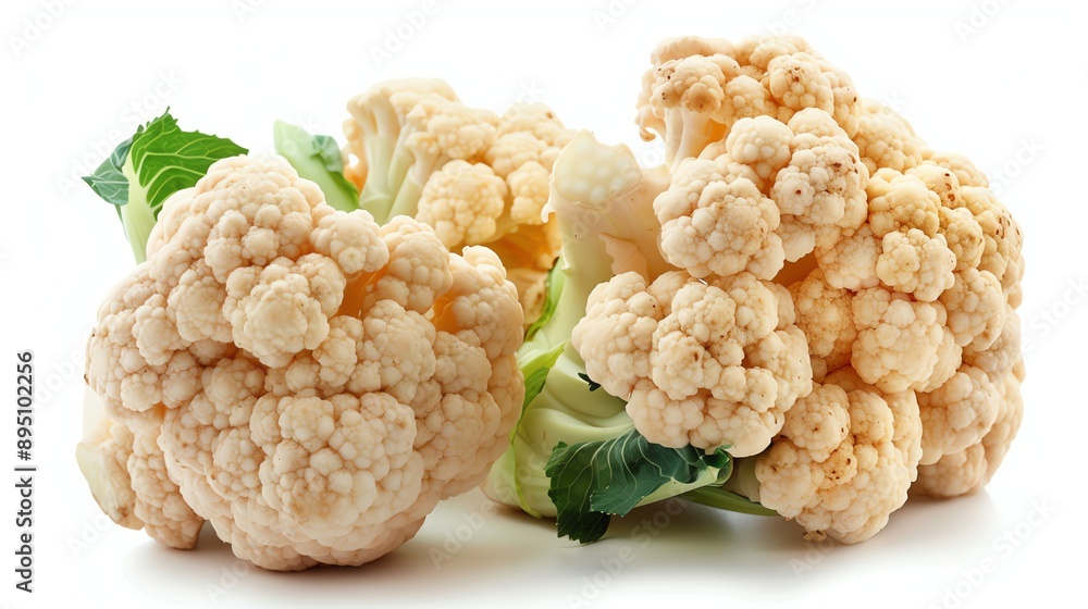 Fresh cauliflower isolated on white background. Cauliflower is a healthy and nutritious vegetable that is high in fiber and vitamin C. Fresh cauliflower isolated on white background. Cauliflower is a healthy and nutritious vegetable that is high in fiber and vitamin C.