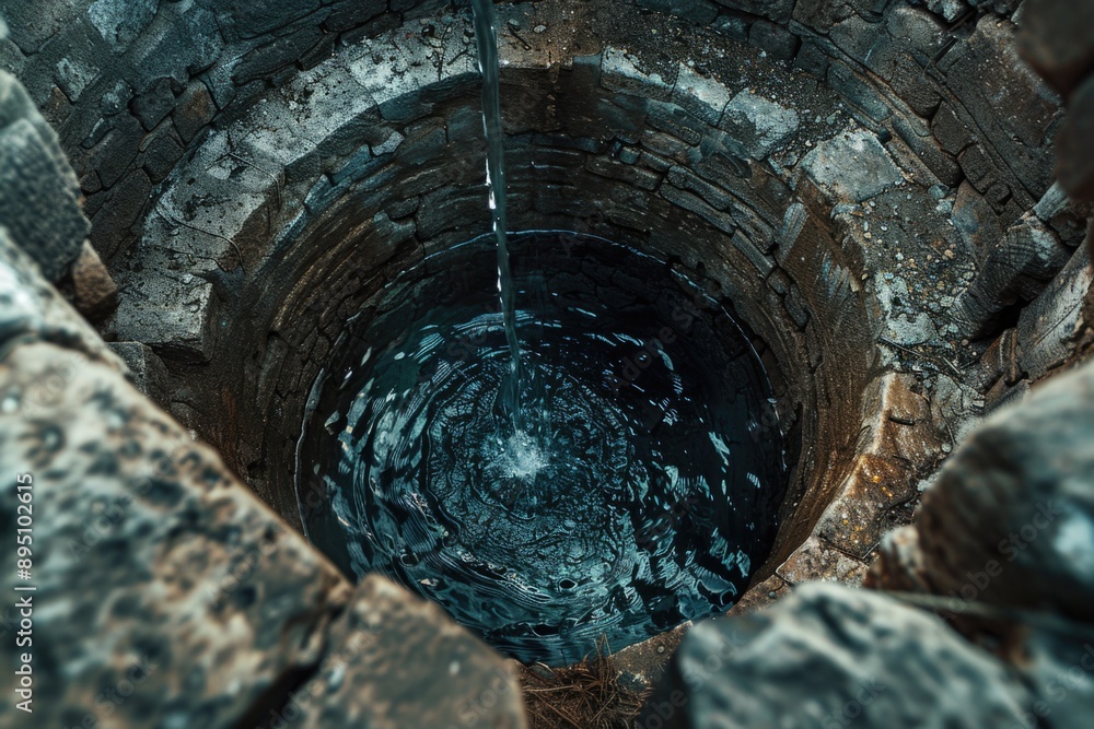 Fototapeta premium Well with flowing water