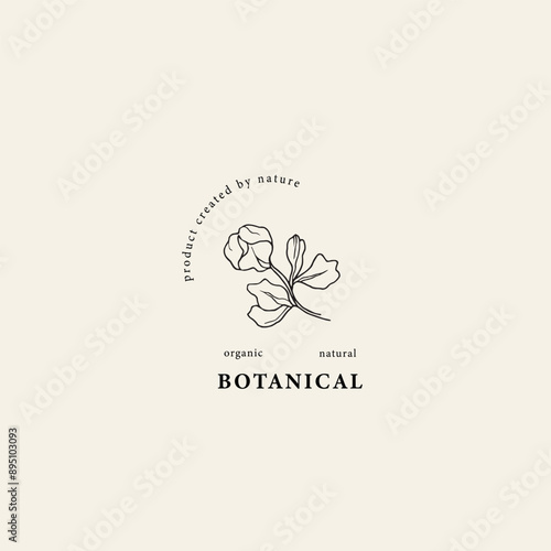 Hand drawn sweet pea flower logo