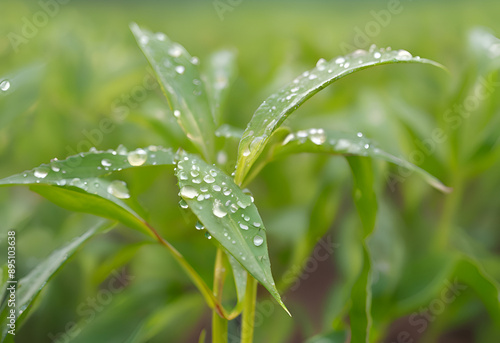 Plant with dew drops on it - Macro photography