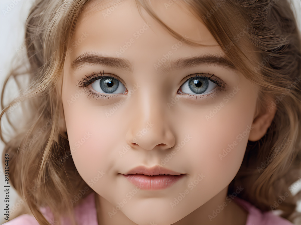 portrait of little girl with blue eyes looking at camera, isolated on white portrait of little girl with blue eyes looking at camera, isolated on white
