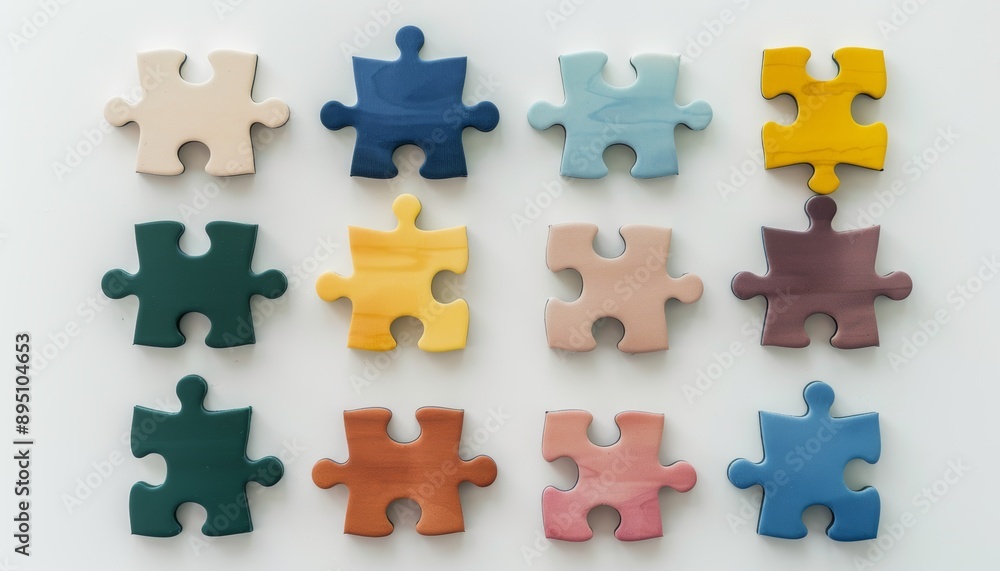 Fototapeta premium Teamwork in Action with Colorful Puzzle Pieces Fitting Together to Solve a Challenge