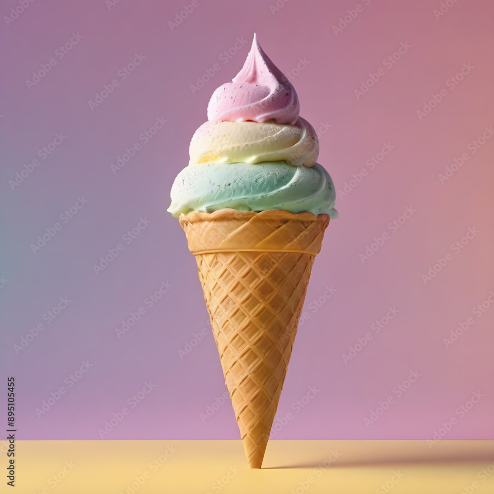 Ice cream cone on pastel background. Minimal style. Ice cream cone on pastel background. Minimal style.
