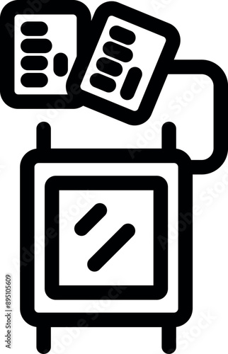 Electronic voting machine accepting ballots, secure election process icon