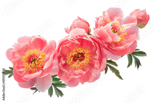 Wallpaper Mural Peonies flowers isolated on transparent background, Top view flat lay. Valentine's, womens, mothers day, birthday or wedding concept. PNG, cutout. Torontodigital.ca