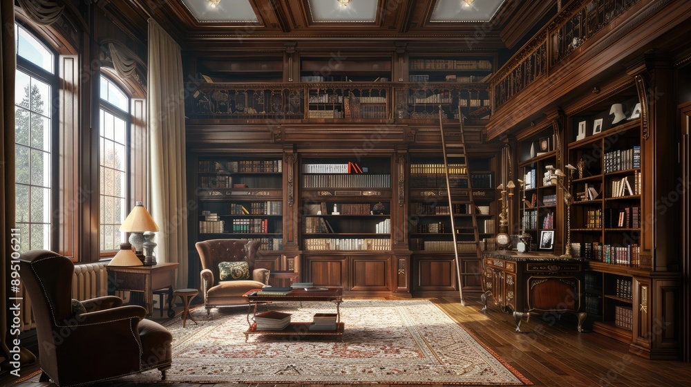 Home personal library interior Home personal library interior