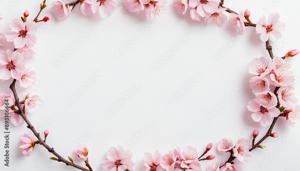 gentle pink sakura flowers frame with copy space at middle gentle pink sakura flowers frame with copy space at middle
