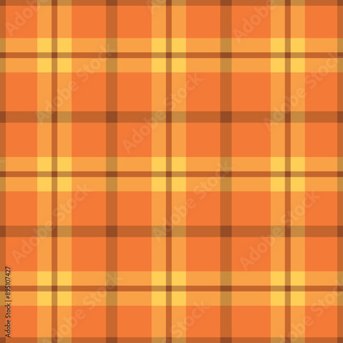 Autumn Plaid Gingham Tartan seamless pattern in orange, yellow and brown. For autumn fabric, textile, tablecloth and Textures.