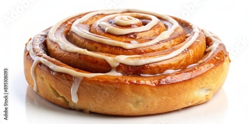 Cinnamon Roll with Icing, Closeup, Bakery, Sweet, Pastry, Dessert