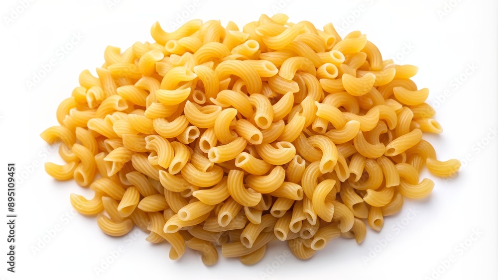 Close-Up of Raw Elbow Macaroni Pasta on White Background, pasta, macaroni, food, Italian, elbow macaroni Close-Up of Raw Elbow Macaroni Pasta on White Background, pasta, macaroni, food, Italian, elbow macaroni