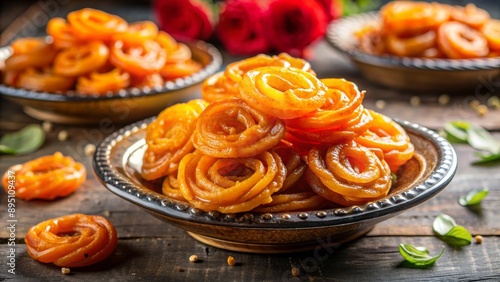 Close-up of Jalebi Sweets in a Bowl, Indian Dessert, Traditional, Sweet Treat, Festive, Jalebi , Sweets