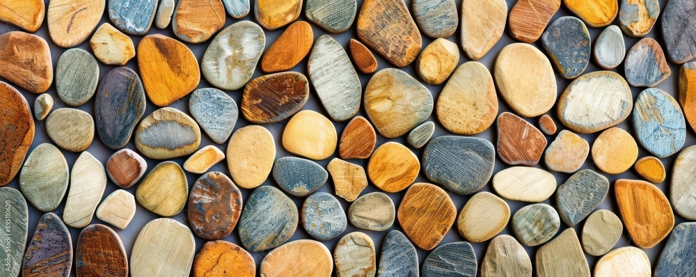 Mosaic of earthy-toned stones creating a textured background Mosaic of earthy-toned stones creating a textured background