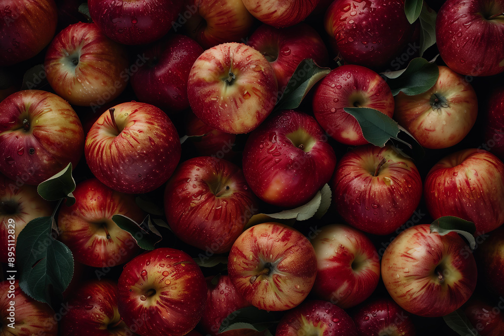 closeup of red apples, top view, product food photography, beautiful lighting, moody backgrounds, wallpaper closeup of red apples, top view, product food photography, beautiful lighting, moody backgrounds, wallpaper