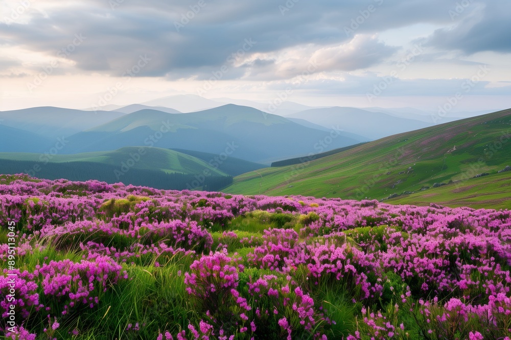 Blooming heather. Heathland. Background for physine with flowers. Floral backdrop. Pink flower. Meadow with heather. Moorland Blooming heather. Heathland. Background for physine with flowers. Floral backdrop. Pink flower. Meadow with heather. Moorland