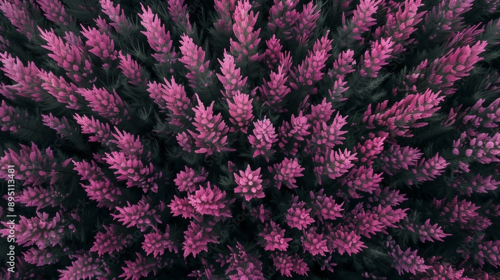 Obraz premium Blooming heather. Heathland. Background for physine with flowers. Floral backdrop. Pink flower. Meadow with heather. Moorland