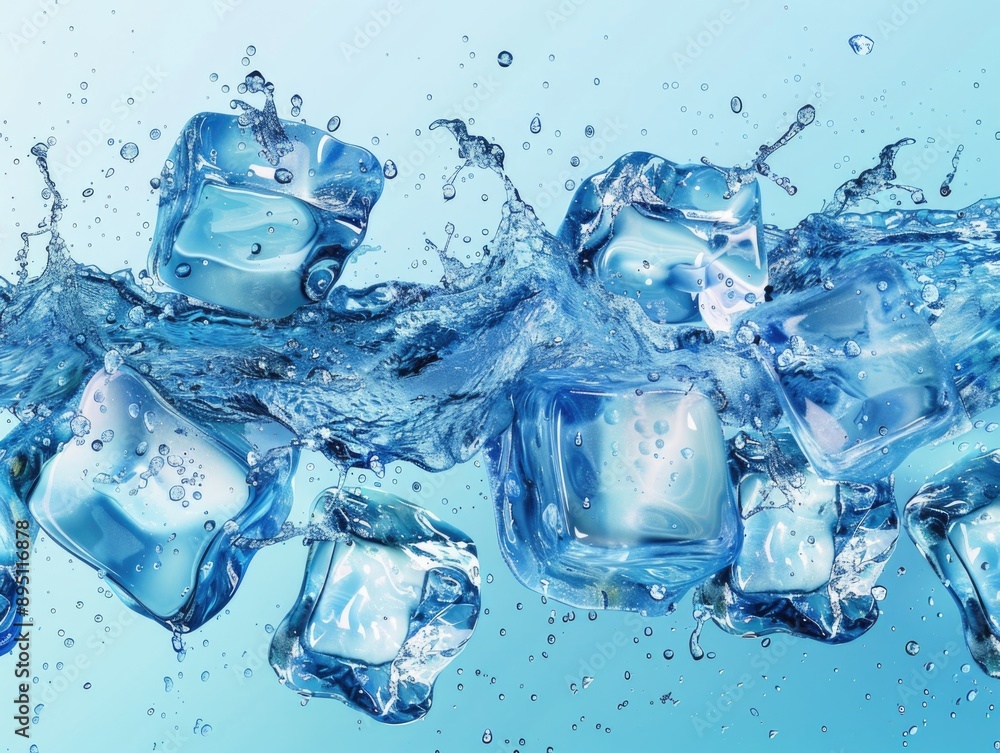 Ice Cubes Falling into Water Ice Cubes Falling into Water