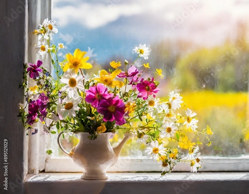 Wallpaper Mural Art spring wild flowers in the sunlight background Torontodigital.ca