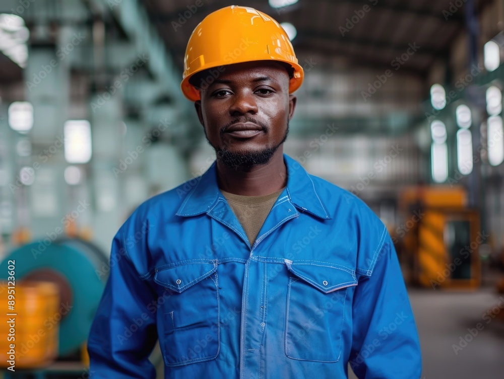 Factory Worker with Hard Hat Factory Worker with Hard Hat