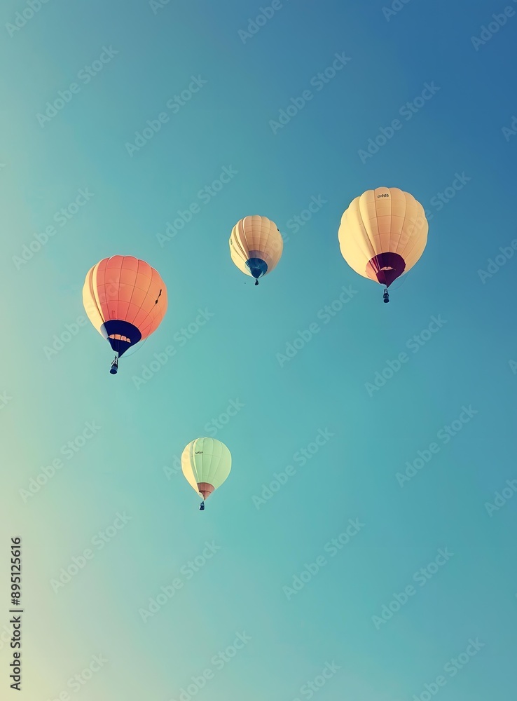 Fototapeta premium Colorful Hot Air Balloons Against Blue Sky