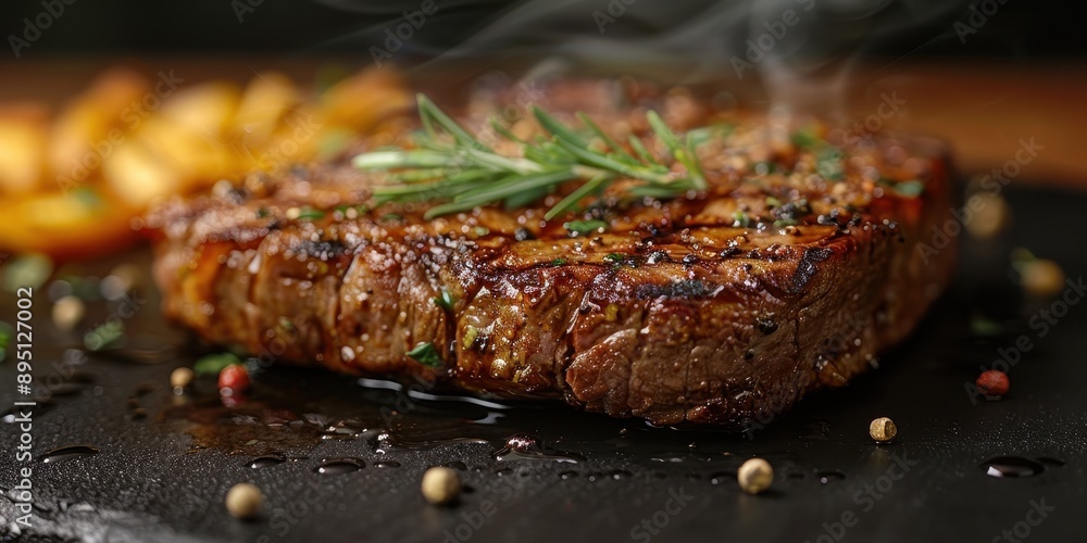 Grilled Steak with Rosemary and Seasoning Grilled Steak with Rosemary and Seasoning