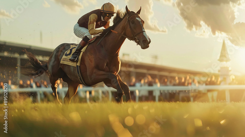 Beautiful picture of a horse and jockey racing