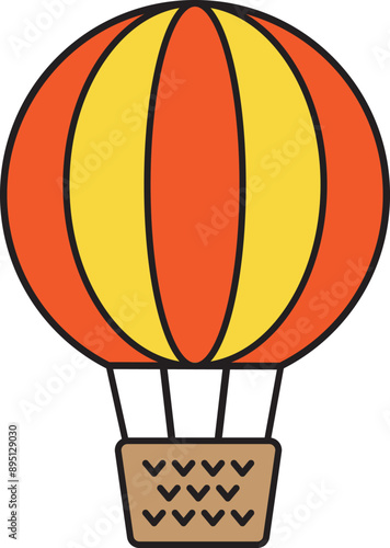 A hot air balloon cartoon flat icon.